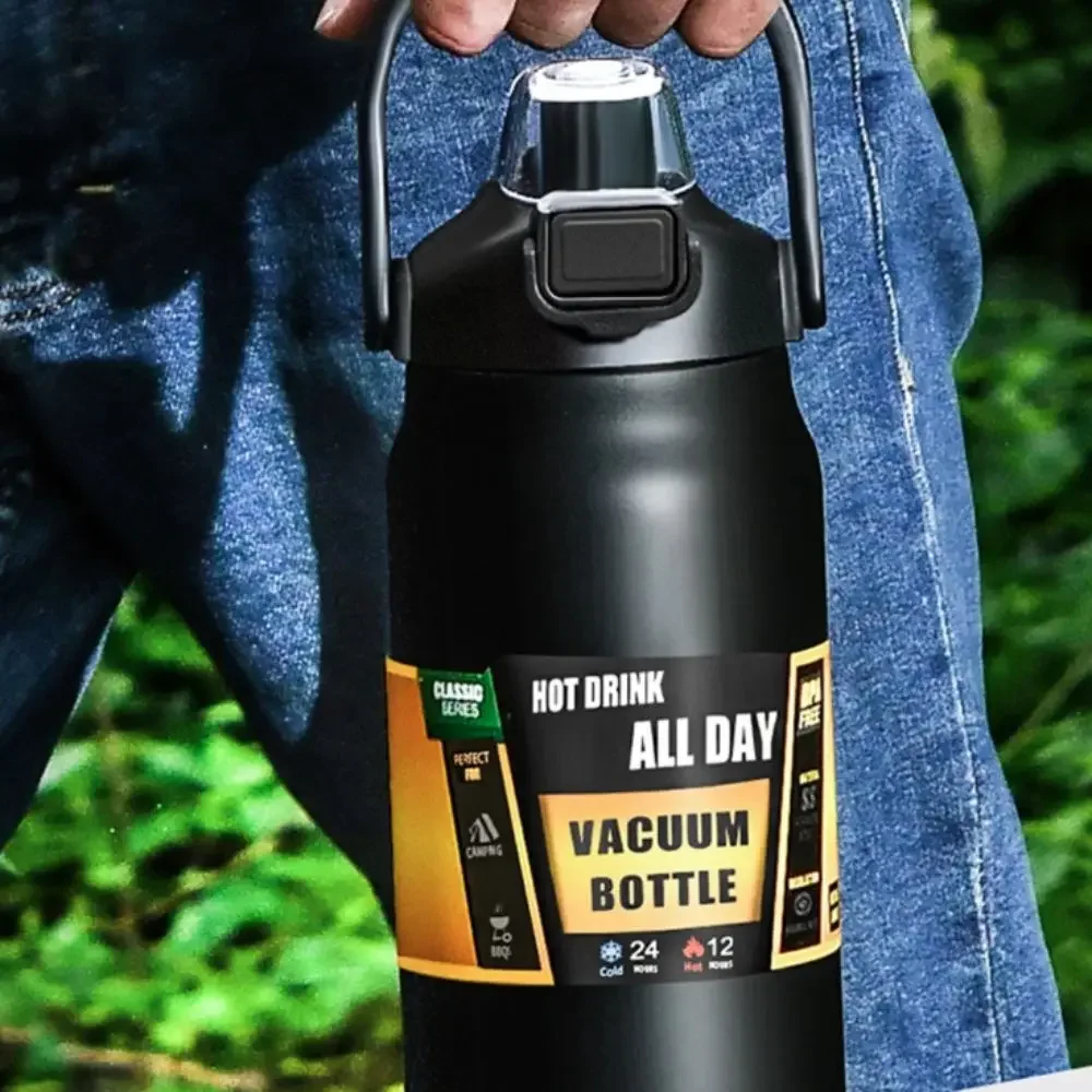 304 Stainless Steel Sport Thermos Bottle 800/1000/1500ML with Straw Sports Water Bottle Large Capacity Unbreakable