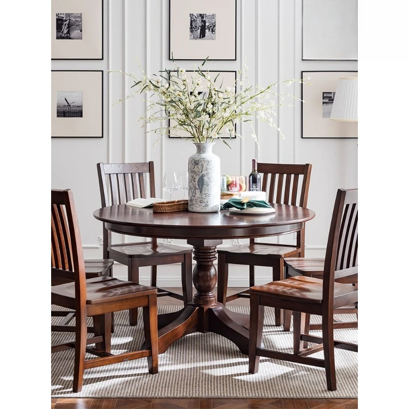 

Круглый обеденный стол, обеденный стол из массива дерева, стол из американского ясеня, китайская мебель, новый китайский стиль