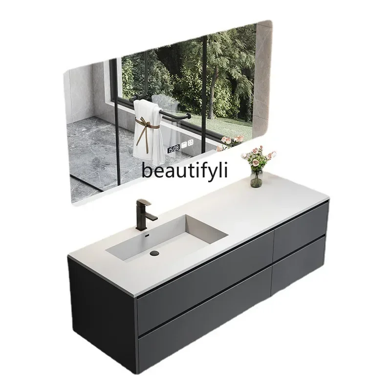 Stone Plate-in-One Bathroom Cabinet Combination Hand Washing Inter-Platform Basin Bathroom Hotel Bathroom Cabinet