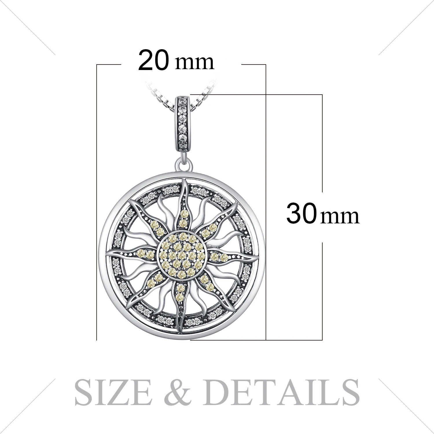 JewelryPalace Celestial Sun 925 Sterling Silver Cubic Zirconia Charm Statement Pendant Necklace Women Jewelry No Chain