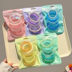 6Pcs/Set Colorful Spiral Hair Ties Women Fashion Telephone Wire Elastic Hair Band Girls Ponytail Holders Women Hair Accessories