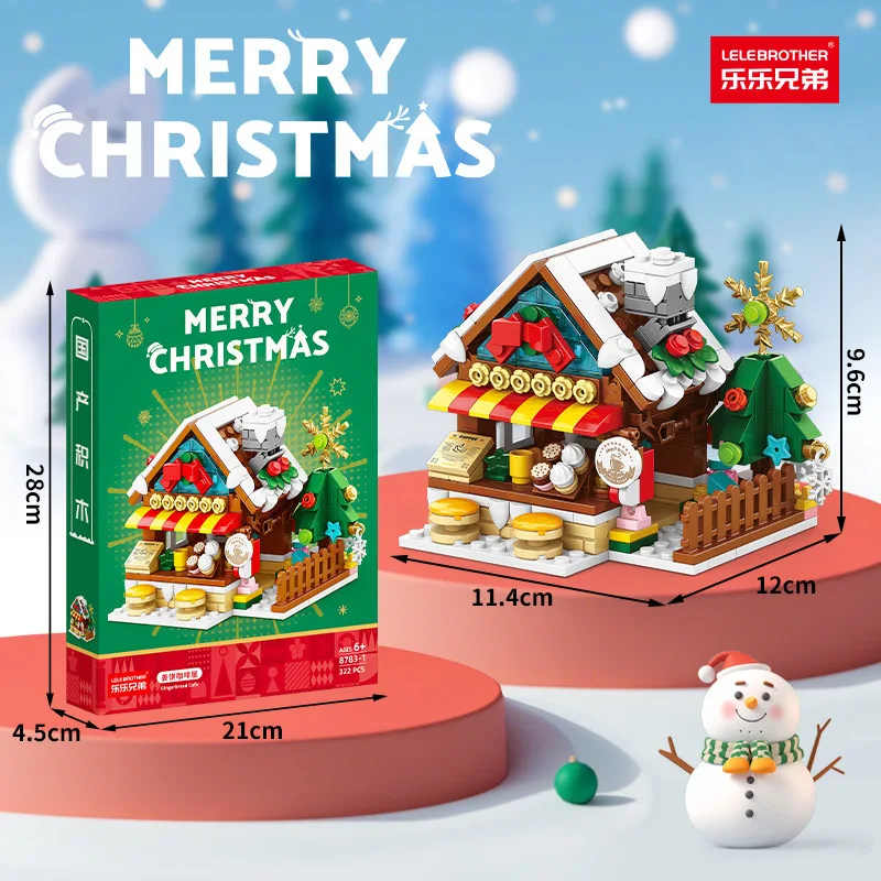 

Рождественские строительные блоки «сделай сам», зимние пряники, кафе, модель поезда с лосем, игрушки, украшения в виде снеговика для взрослых и детей, праздничные подарки