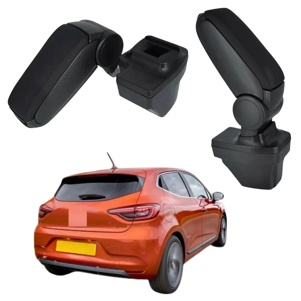

For Renault Clio V MK5 2019-2023 Center Console Armrest Storage Box Black Leatherette / Fabric Car Interior Accessories