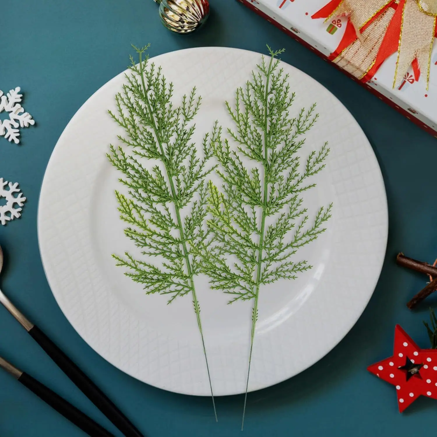 Artificial Pine Leaves Branch Christmas Fake Green Plants Leaves DIY Garland Xmas Tree Ornaments New Year Party Decoration