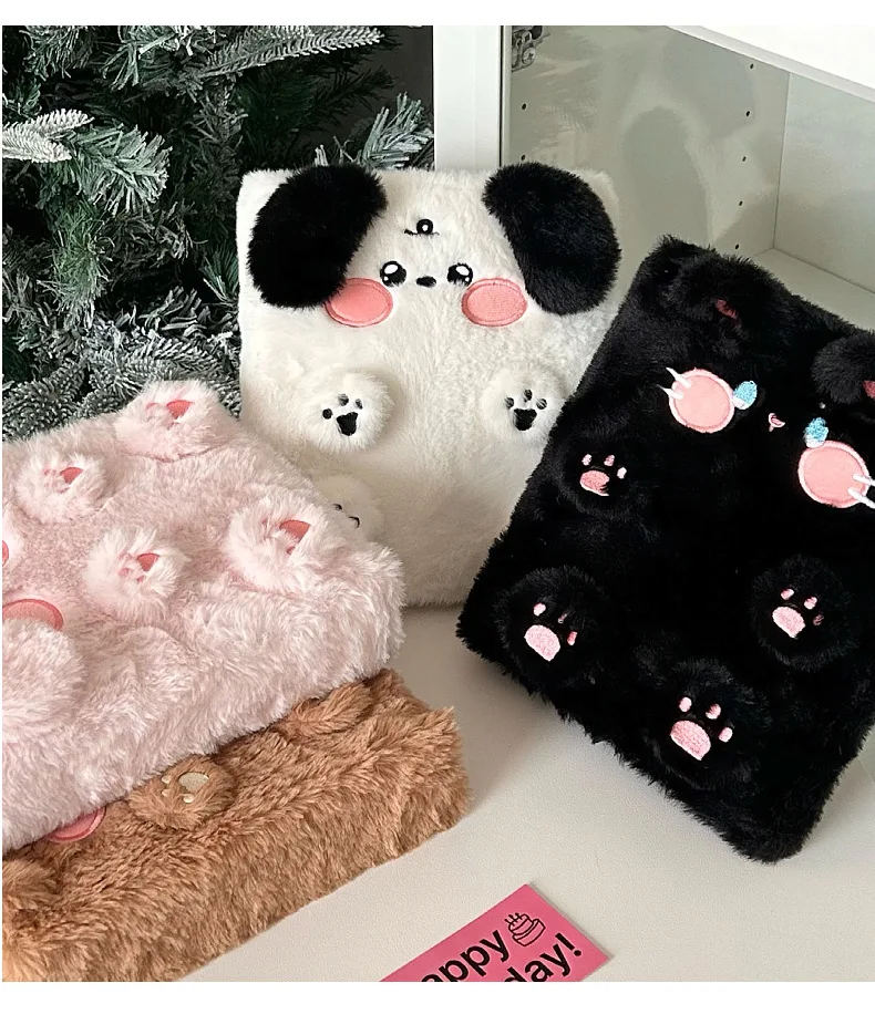 

Plush Dog & Cat A6 Loose-leaf Binder with 4 Grid Pages Cute Animal Card Album for Kpop Cards & School Stationery