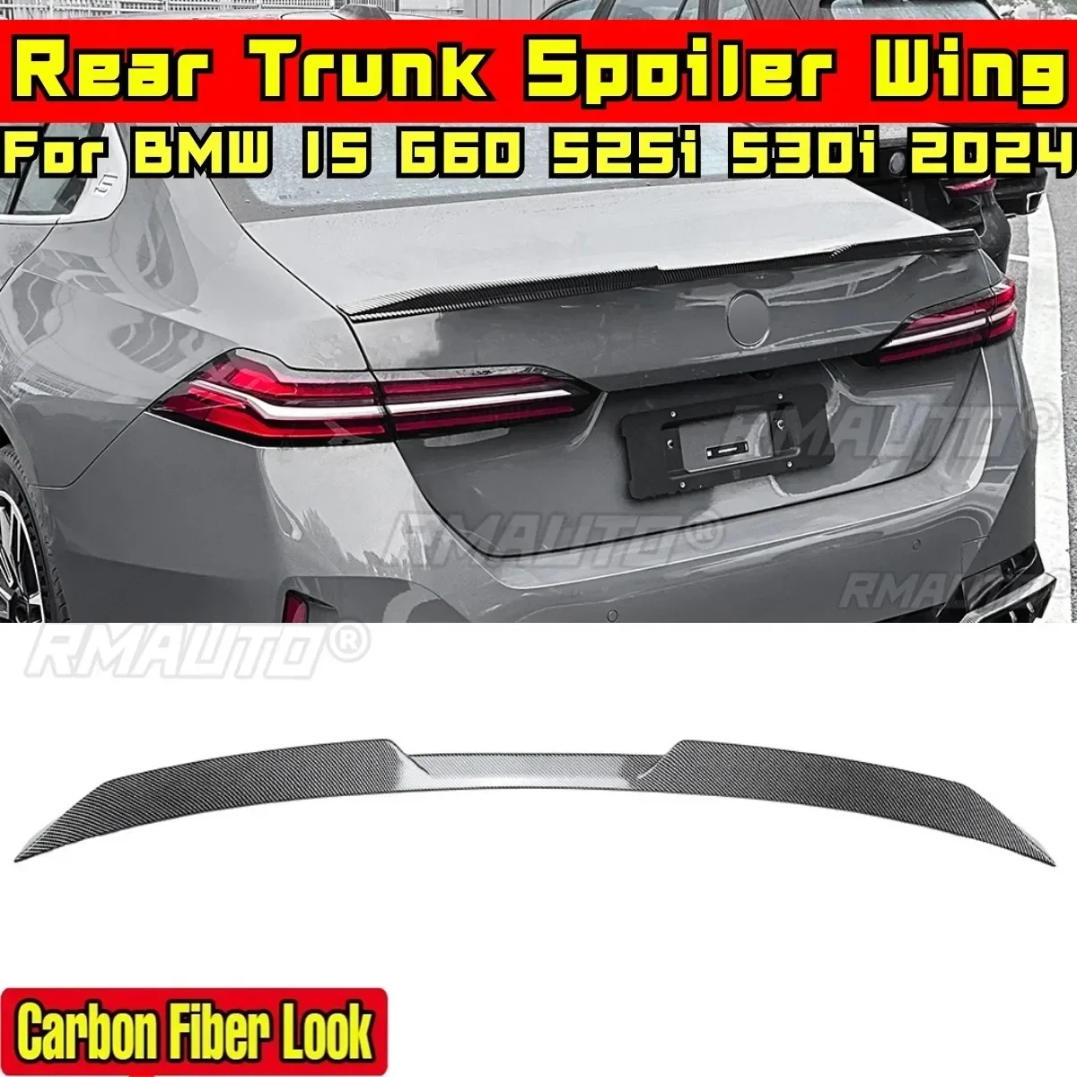 

For BMW 5 Series I5 G60 525i 530i 2024 Body Kit Rear Spoiler Rear Wing Carbon Fiber Look MP Style Rear Spoiler Car Accessories