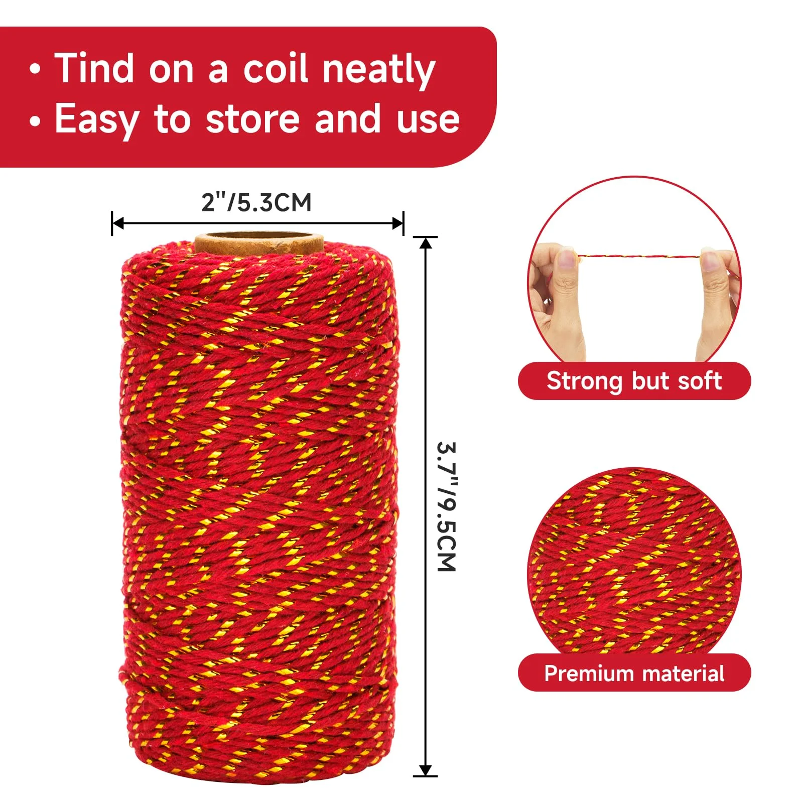 【100M Gift Wrapping String】 Dual-Color Cotton Thread for Crafts, Christmas Wedding Birthday Party Decorations