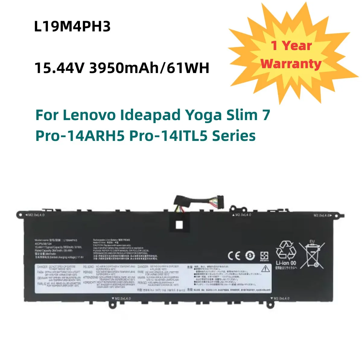 

15.44V 61WH L19M4PH3 Laptop Battery For Lenovo Ideapad Yoga Slim 7 Pro-14ARH5 Pro-14ITL5 Series L19D4PH3 L19C4PH3 SB10Z49515