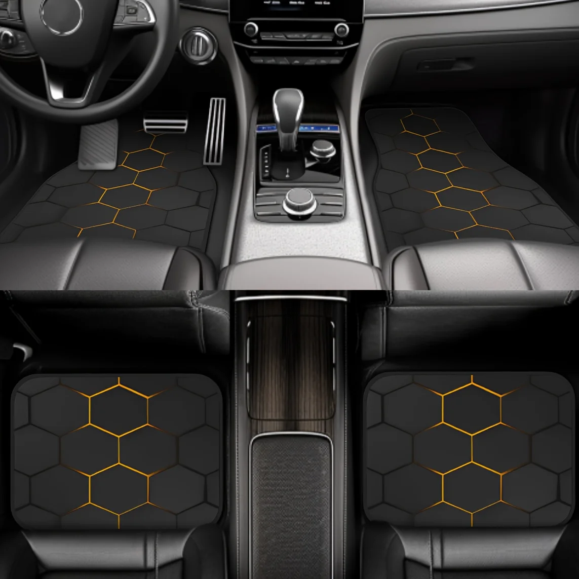 4 قطع من عناصر نمط الخيال العلمي، سجادات سيارة عالمية مناسبة لحماية المقعد الأمامي والخلفي لجميع المركبات، أنيقة ودو