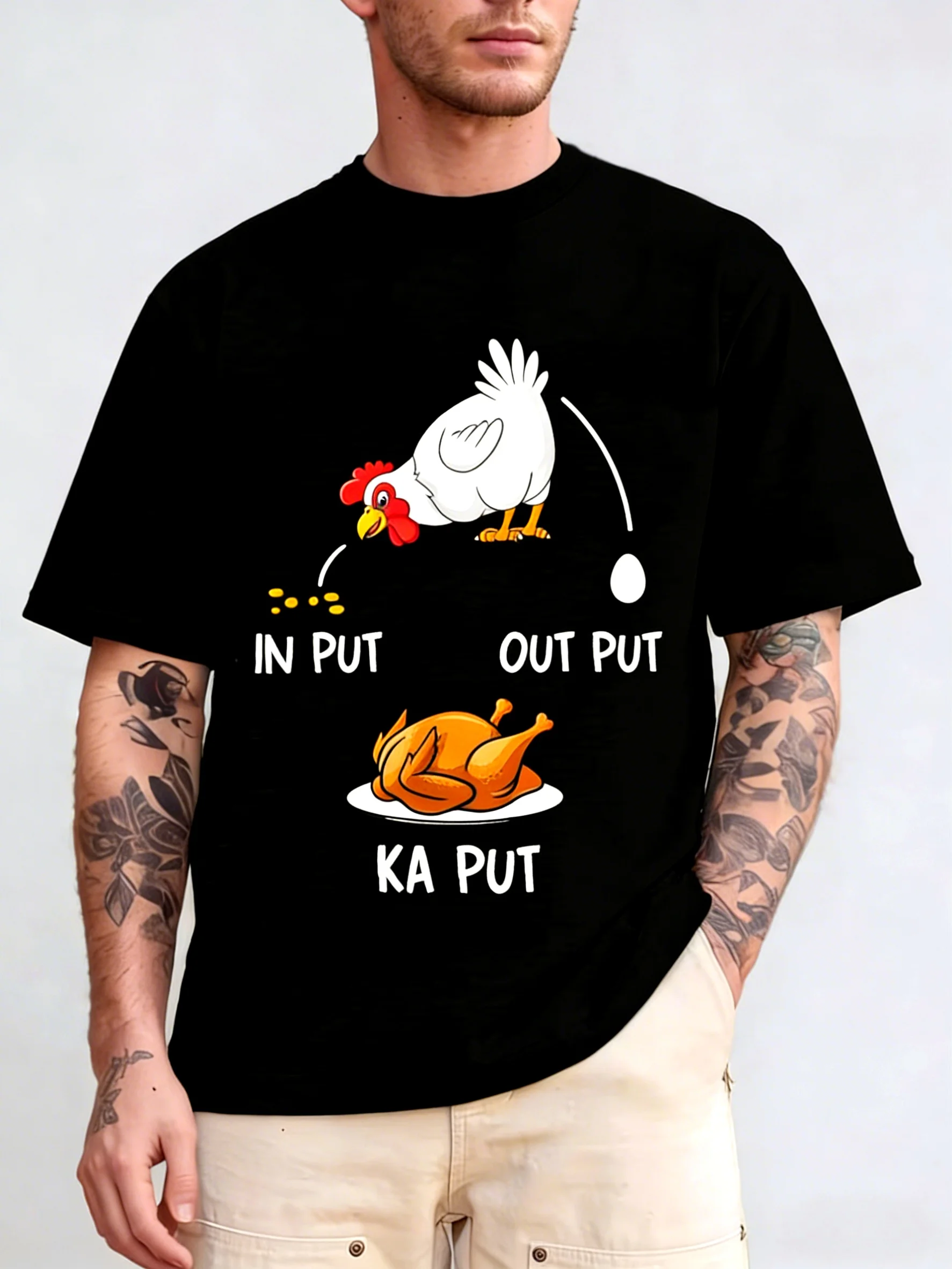 Fun Chicken Farmer T-shirt - Printed with Chicken Dance Moves and Poultry Pun Suitable for Daily Casual Wear, Both Men and Women