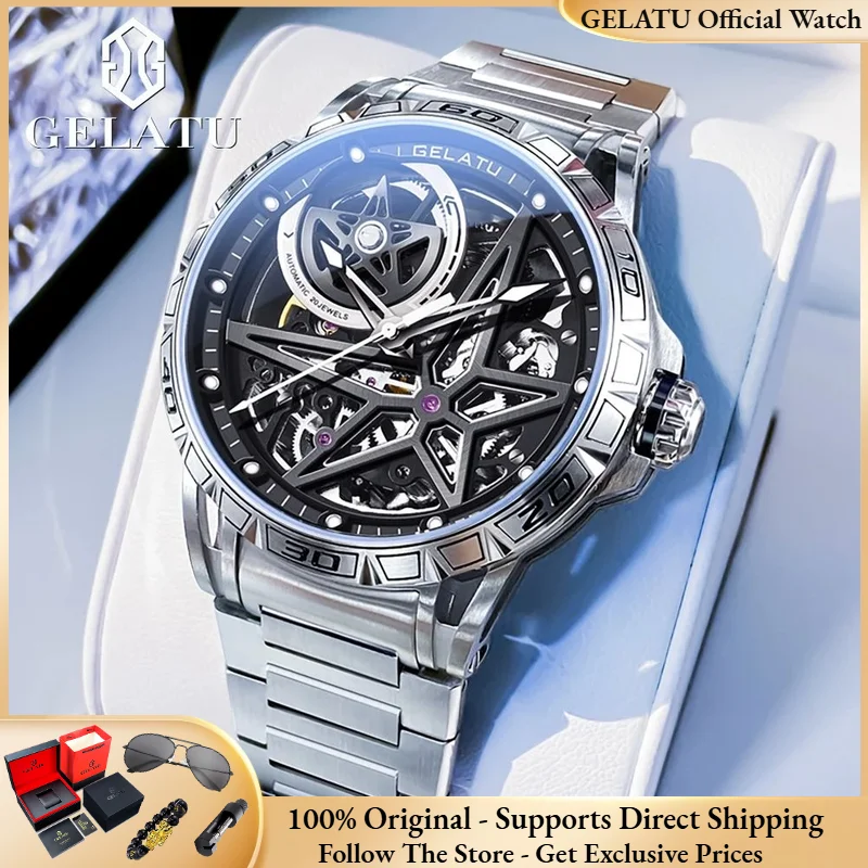 

GELATU 6009 Men Watch Bestseller Original Men's Automatic Mechanical Watch Luxury Hollow Large Dial Business Fashion Men Watch