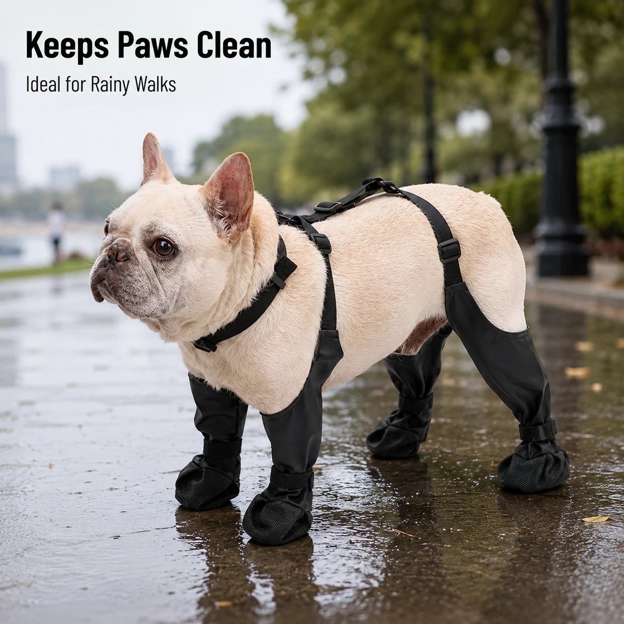 Botas Impermeables para Perros, 4 Patas Conectadas, Zapatos para Lluvia, Protector de Patas Antideslizante, Cubre Patas Ajustables para Perros, para Lluvia, Barro, Nieve, Actividades al Aire Libre