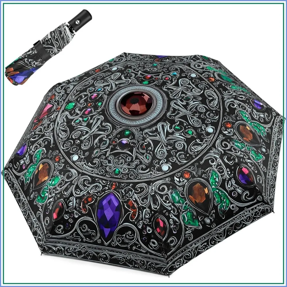 Windproof Travel Umbrella Folding Compact Automatic Umbrellas for Rain Sun