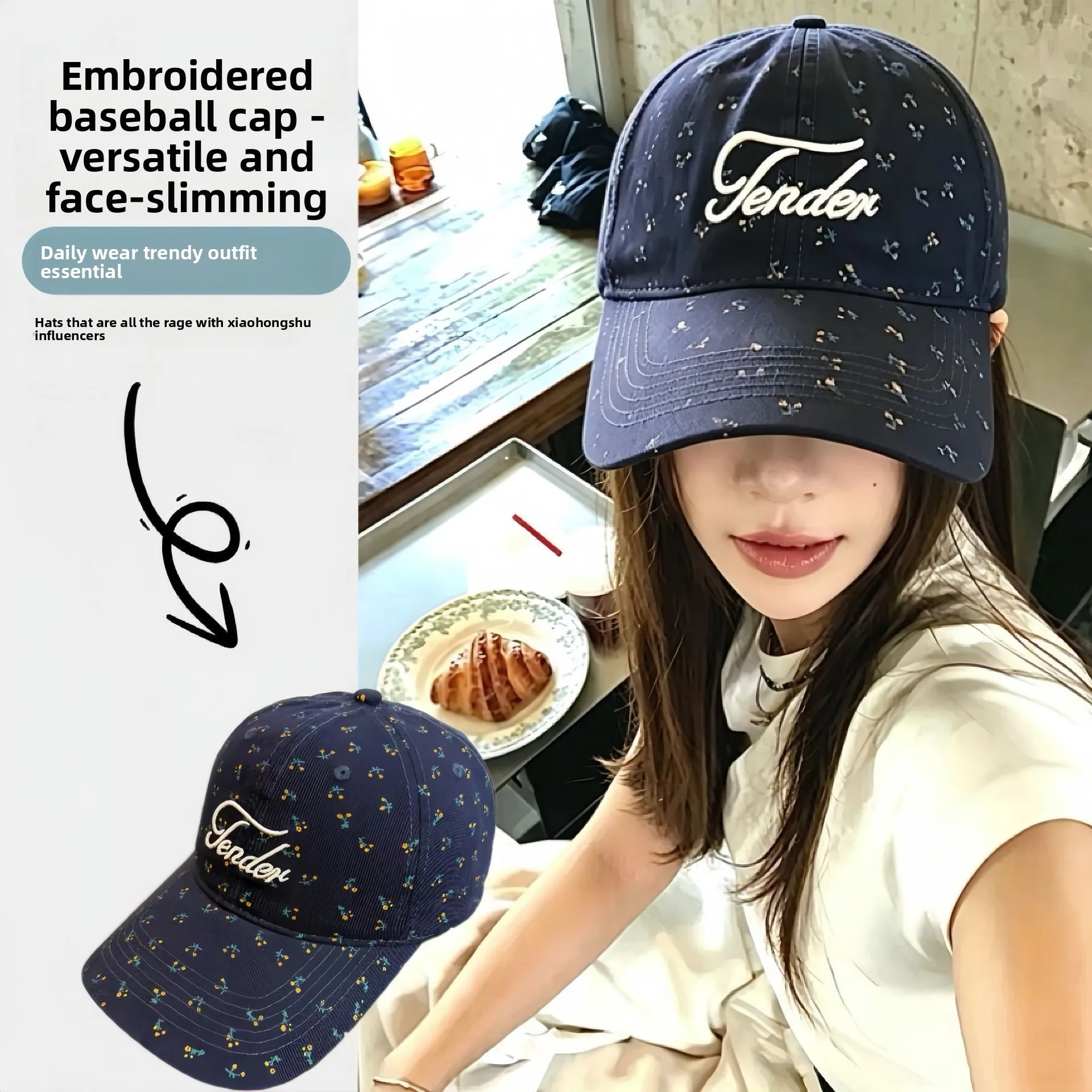 UV Protection Women s Baseball Cap Floral Letter Embroidery Sun Protective Breathable Peaked Hat for Daily Casual Wear