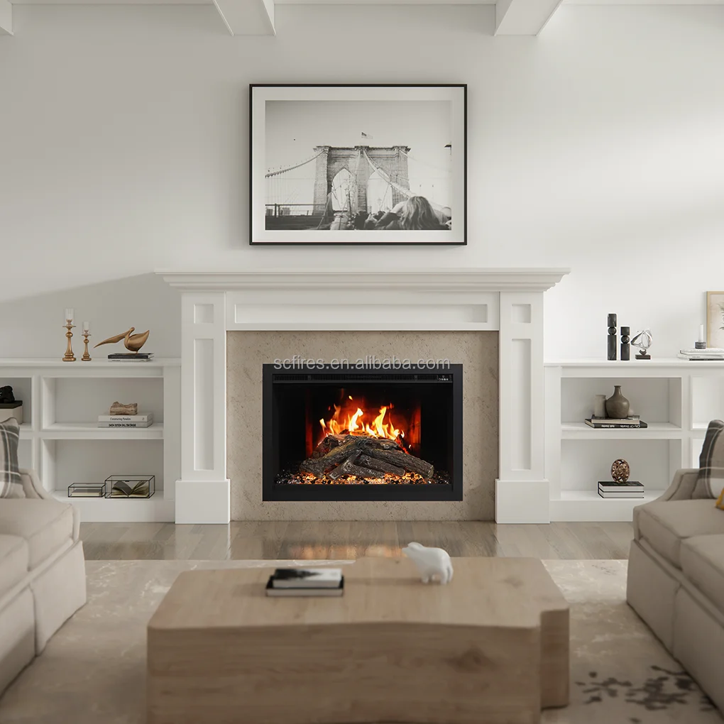 Custom LCD Virtual Fireplace 3D Electric Fireplace Realistic Flames Wireless Smart Electric Fireplace 29 36 42inch