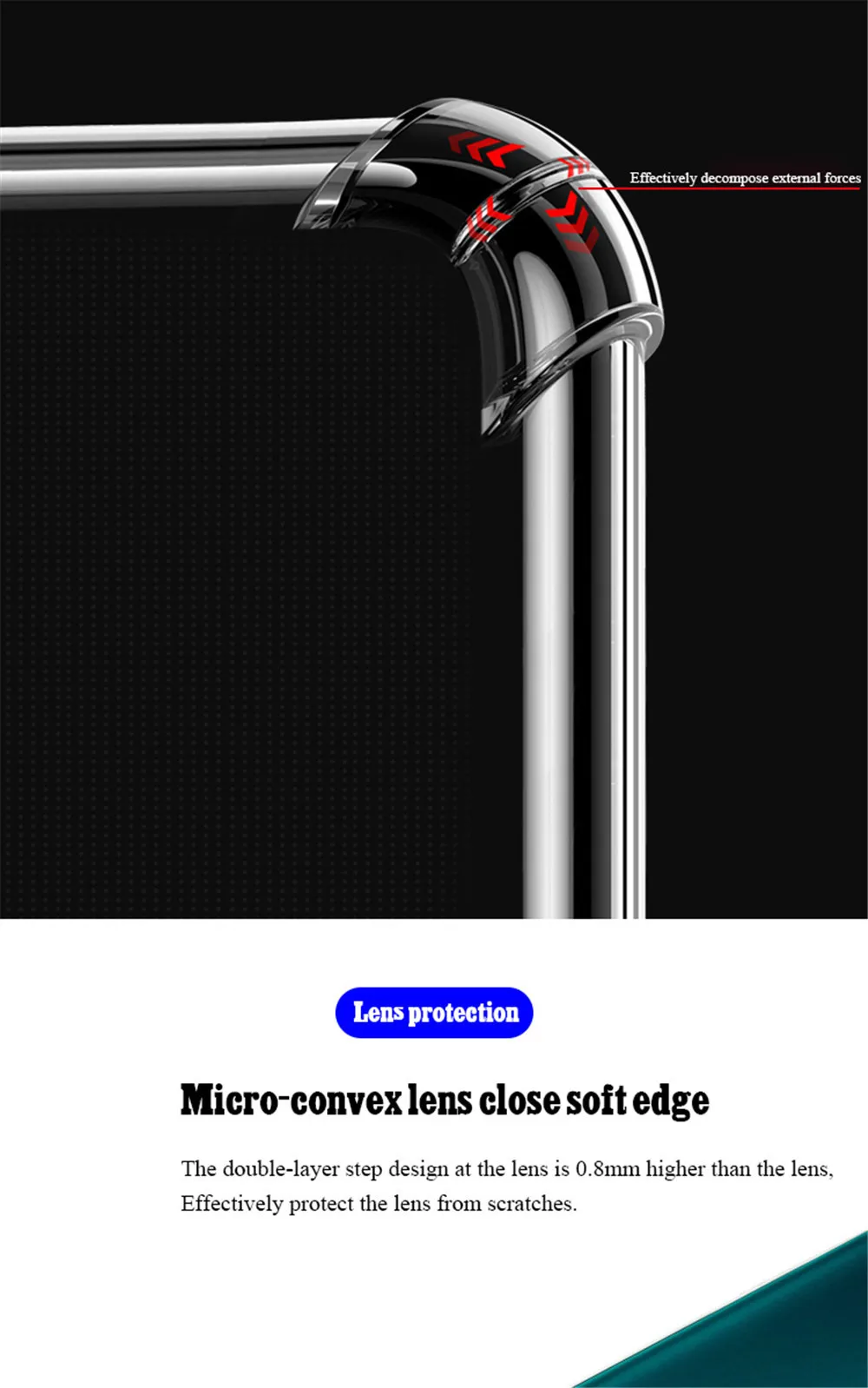 Airbag stoßfeste transparente Hülle für Xiaomi Redmi Note 10 10T 11 Pro 10S 11s 9 9S 8 8T 7 6 5 Pro klare Soft Cover – Detail 7