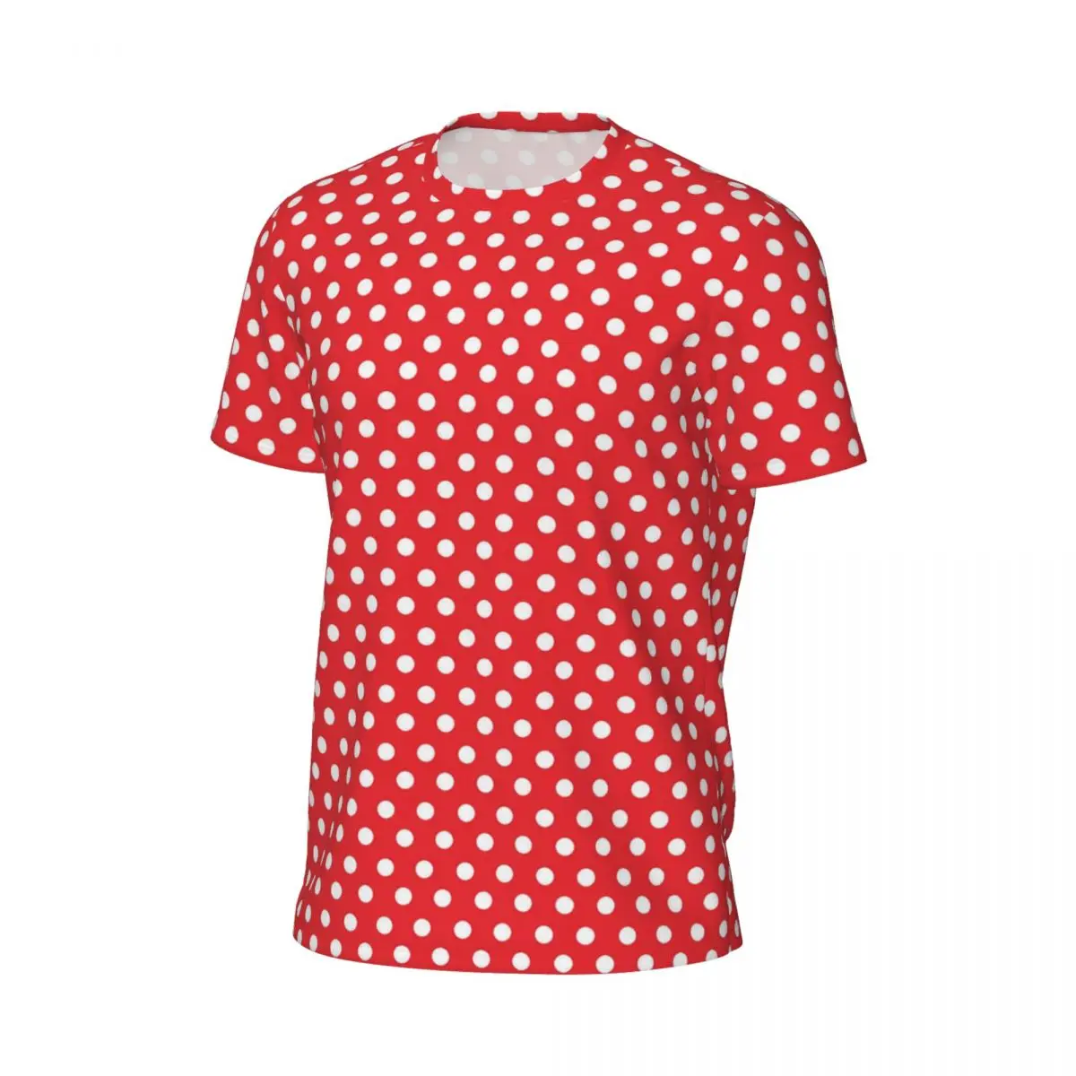 White Polka Dots T-Shirt Mens Vintage Print Classic Sports T-Shirts Comfortable Summer Fashion Tee Shirt Design Oversized Tops