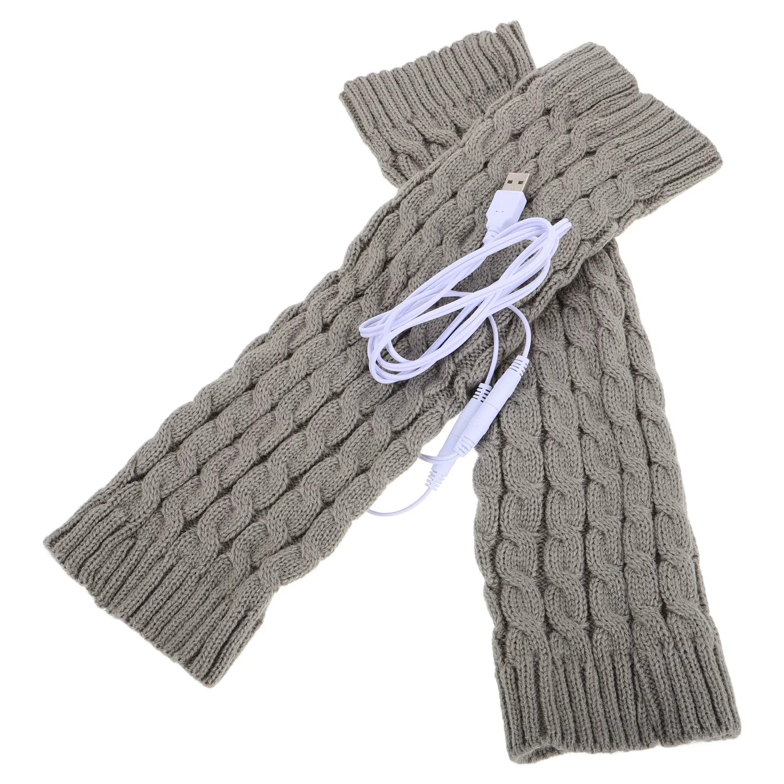 

1 Pair Usb Heated Knitted Leg Warmers Winter Thermal Knee For Cycling Hiking Warm Leg Socks Unisex Outdoor Cold Weather Electric