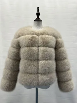 Image Women's Fashion faux fur coat super hot Autumn Winter women Faux fox fur fluffy jacket high quality Ladies furry coats