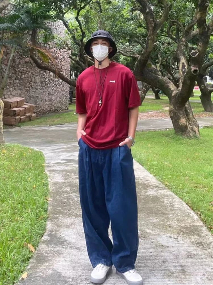 

Американские джинсы оверсайз прямого кроя для подростков, весна-осень, повседневная рабочая одежда, ретро, с высокой талией, на молнии