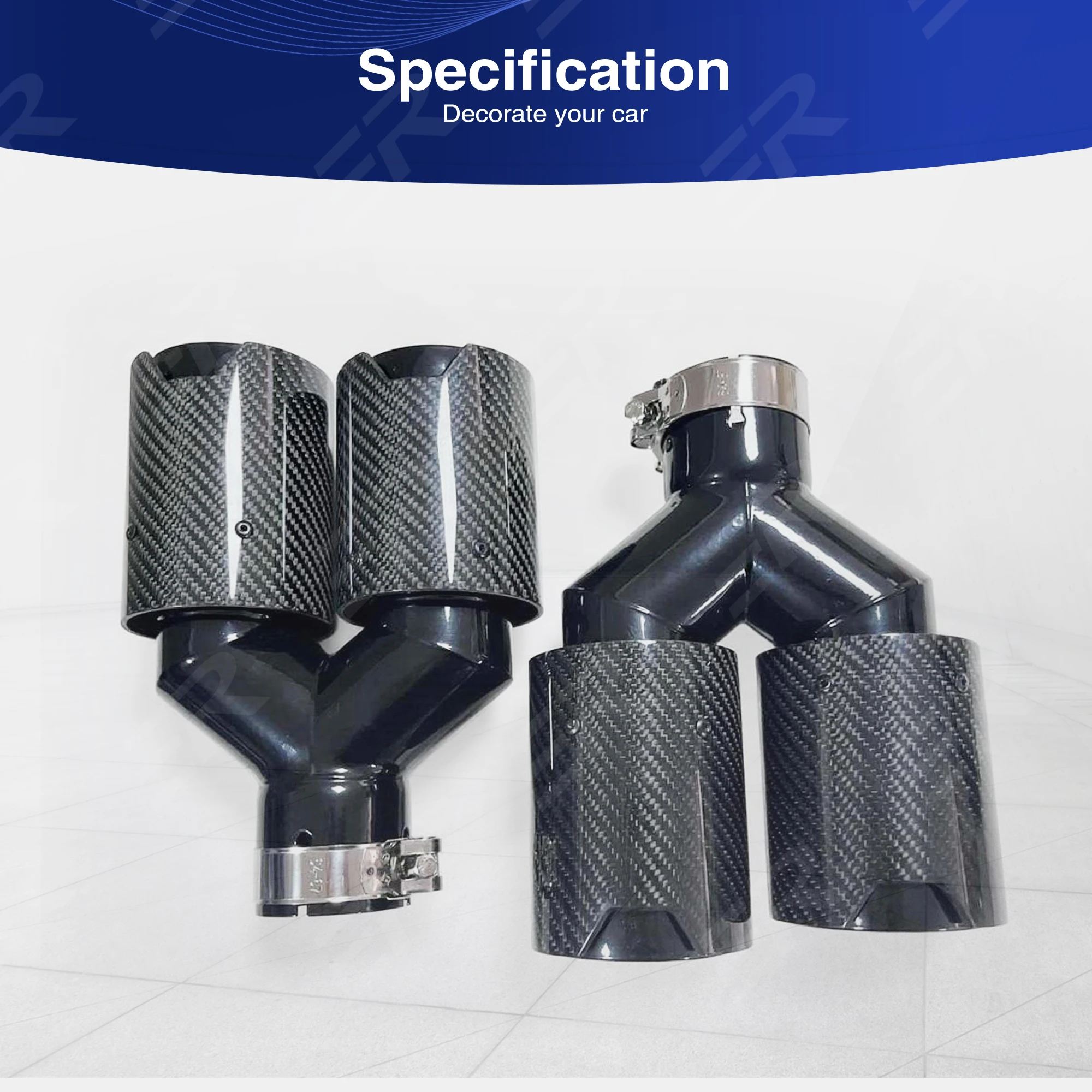 1PCS ER Car accessories Real Carbon Fiber Exhaust Tip Black stainless Dual Exit Muffler pipe Car Decorative for BMW Modify