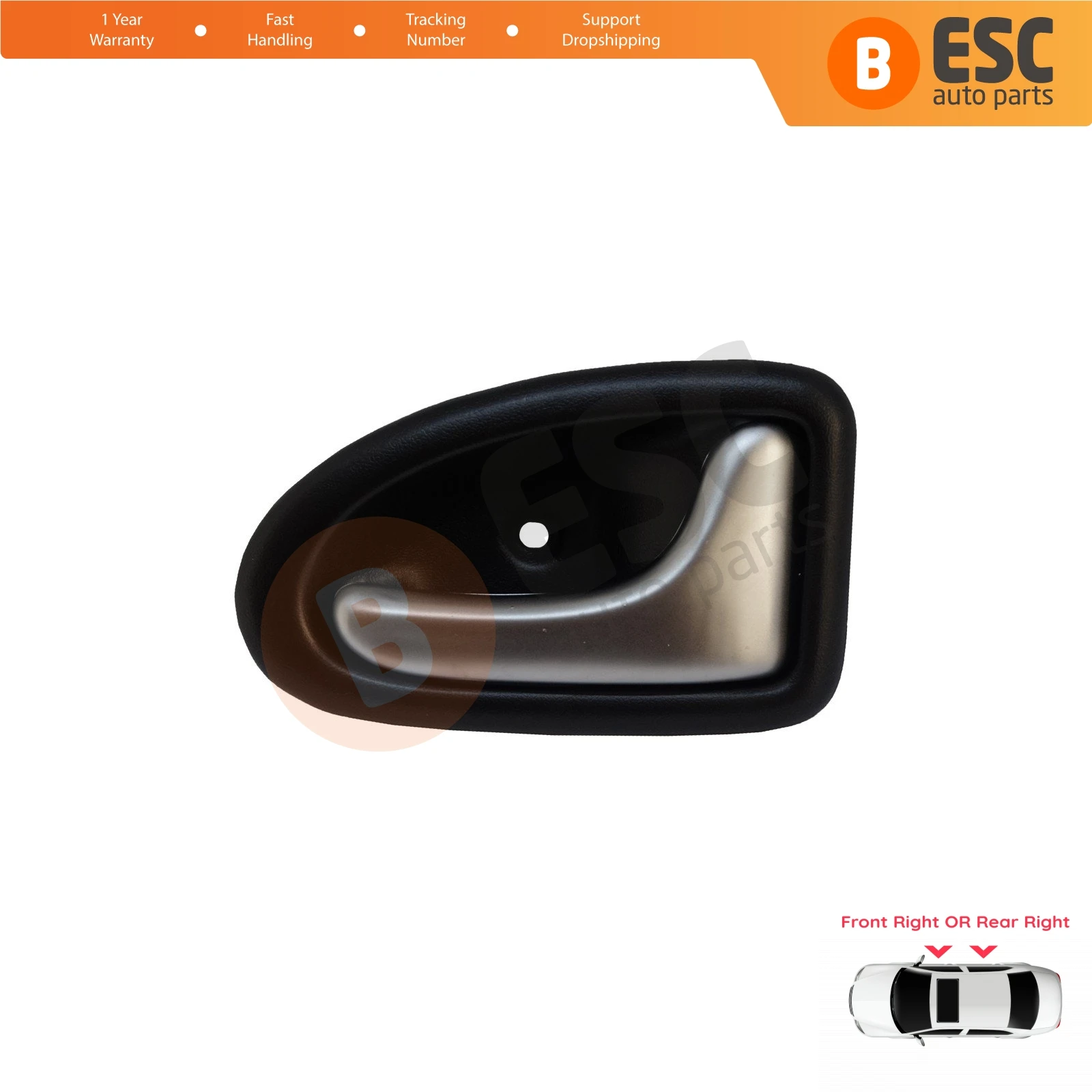 EDP80 Interior Inner Door Opener Handle Front or Rear Right Chrome Black Color 7700434717 for Renault Clio 2 Scenic 1 Trafic