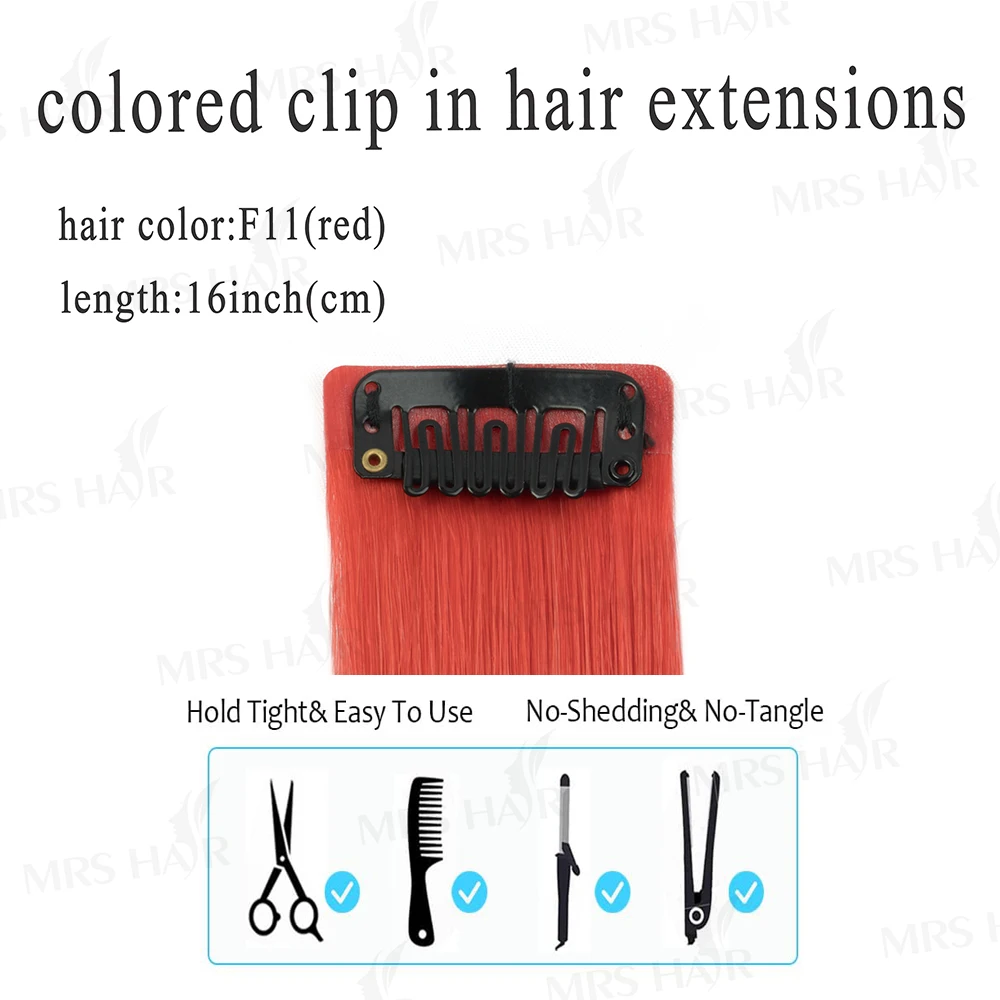 12 وصلات شعر ملونة بمشبك في 16 بوصة وصلات شعر ملونة مستقيمة للأطفال والبنات خصلات ملونة لهدايا الحفلات #2