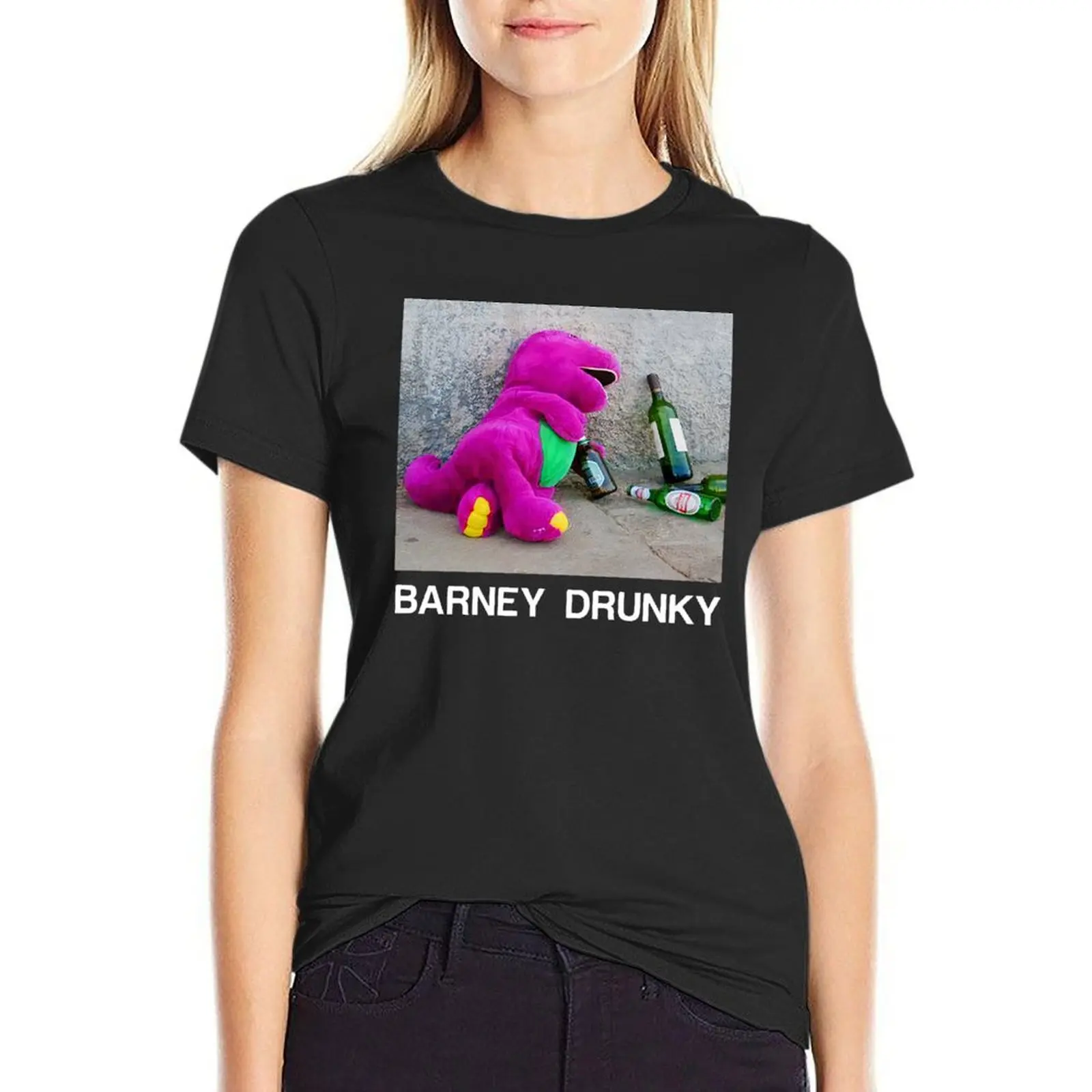 

Barney Drunky T-Shirt summer top aesthetic clothes tops tight shirts for Women