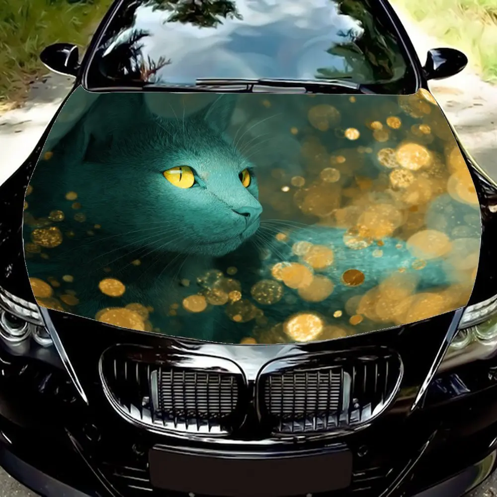 

Автомобильные виниловые обертывания Cat and Golden Glow — подходят для большинства капотов двигателя, конструкций без пузырьков, водонепроницаемых, чистящих и удобных Durab