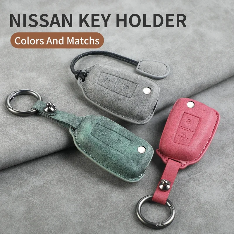 Leather Car Key Cover Car Key Case 2/3 Button for Nissan Qashqai J11 X-trail Murano Maxima Tiida Altima Quest Juke Micra Pulsar