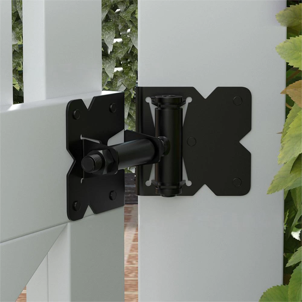 LWZH Stainless Steel Vinyl Wood Fence Self Closing Gate 1 Pair Hinges Black White for Wood Fence and Vinyl Fence