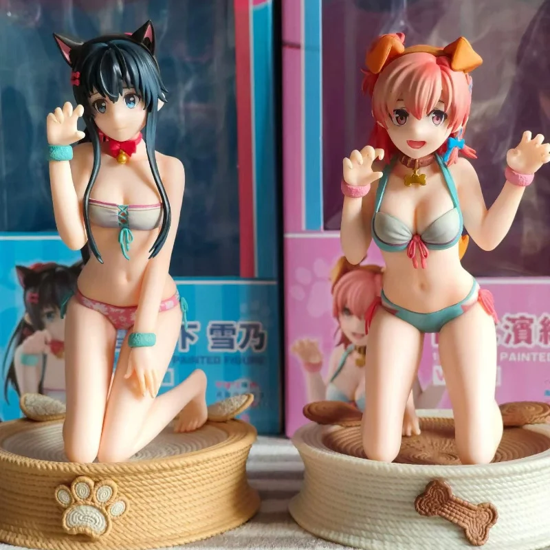 

Generic Yui Yuigahama Anime Figure Oregairu Swimsuit Kneeling Pose Dog Ear Style Collectible Mode Ornament Birthday Gift For Fan