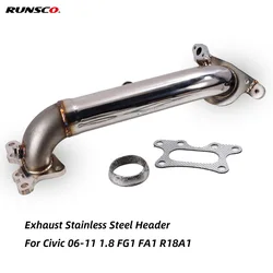 STAINLESS STEEL EXHAUST DOWNPIPE HEADER FOR Honda CIVIC FG1 FA1 1.8L R18A1 2006-2011