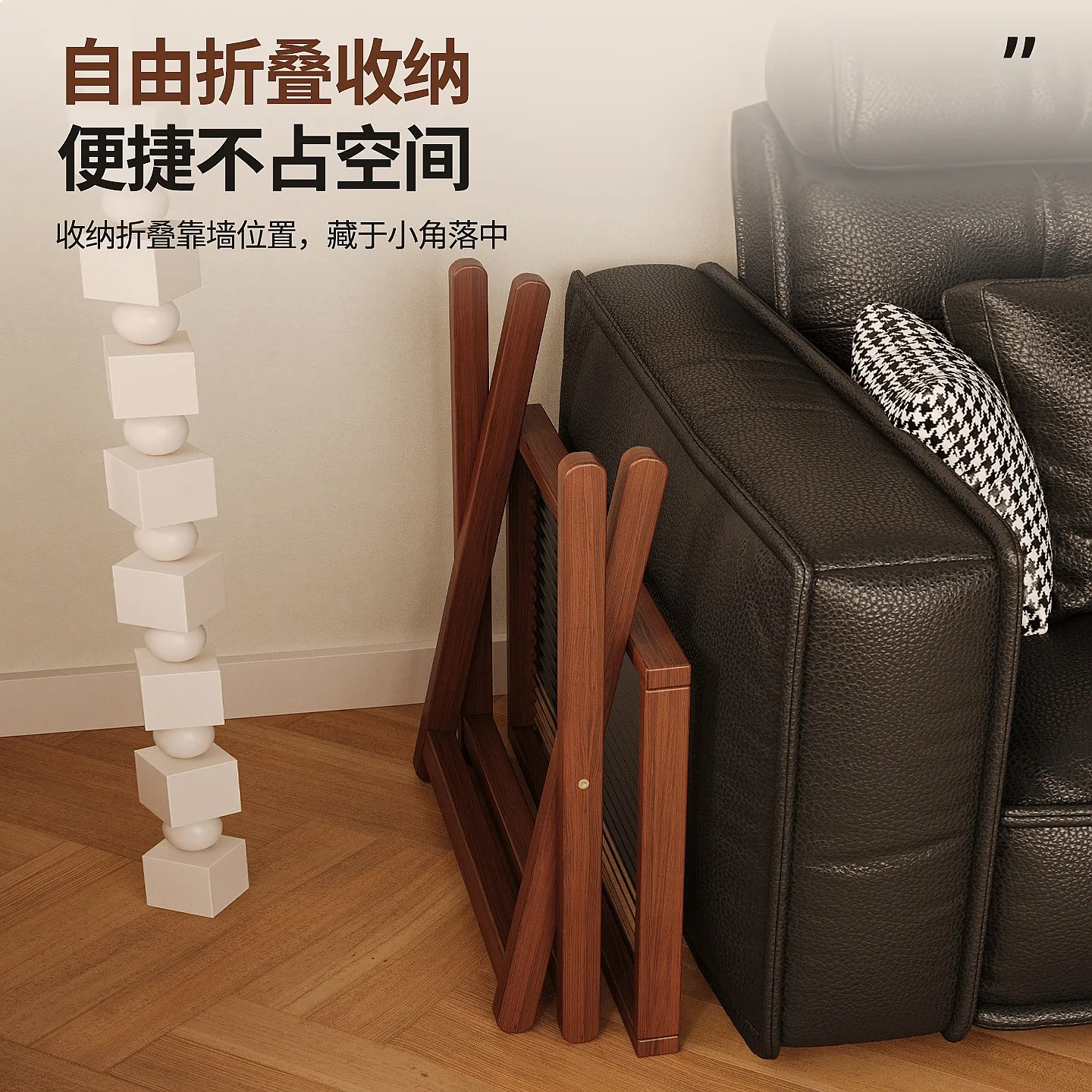 Foldable Portable Side Table Mini Small Sofa End Table with Storage Shelf for Living Room