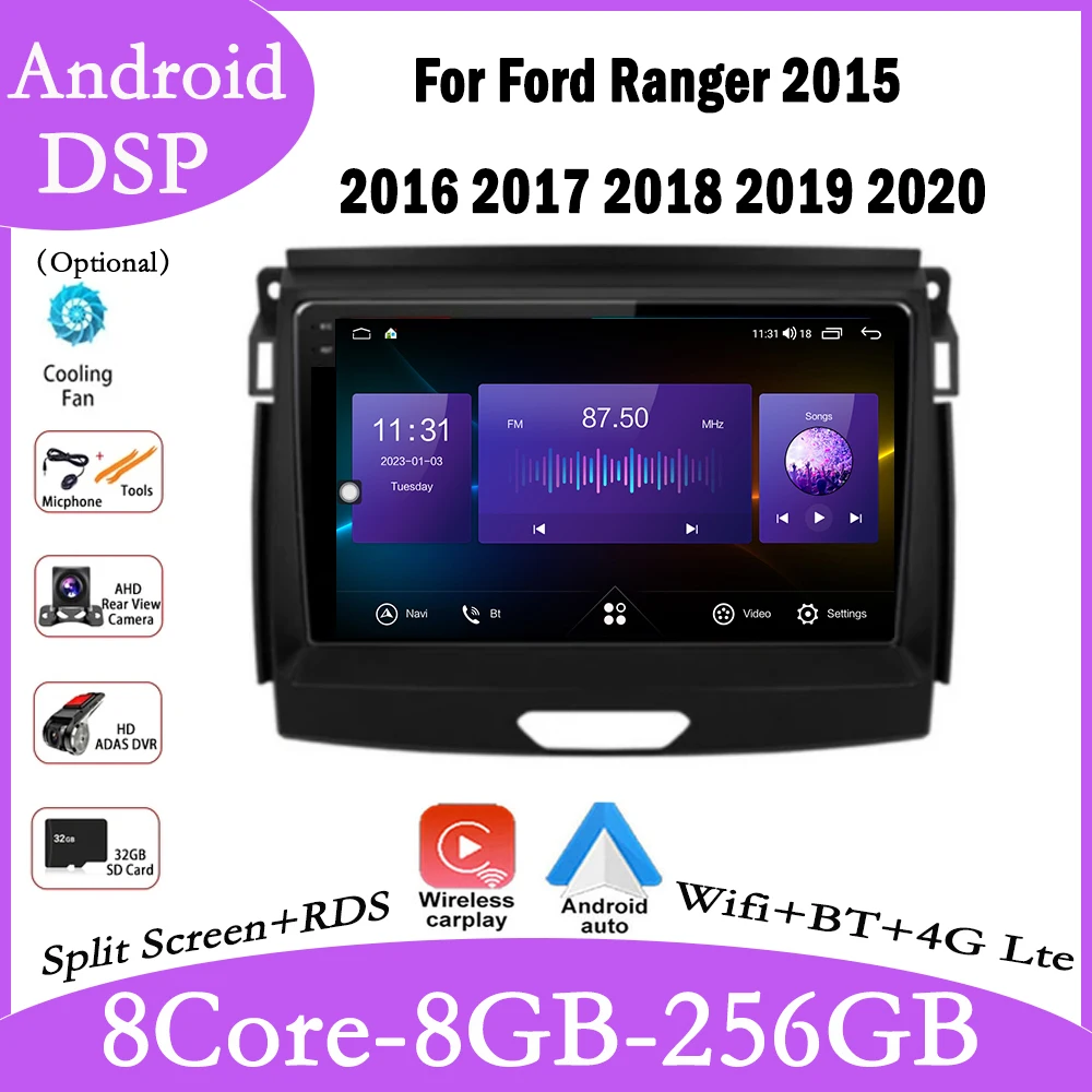 

9 lnch Android 14 Car Stereo IPS Screen For Ford Ranger 2015 2016 2017 2018 2019 2020 GPS Multimedia Carplay Autoradio