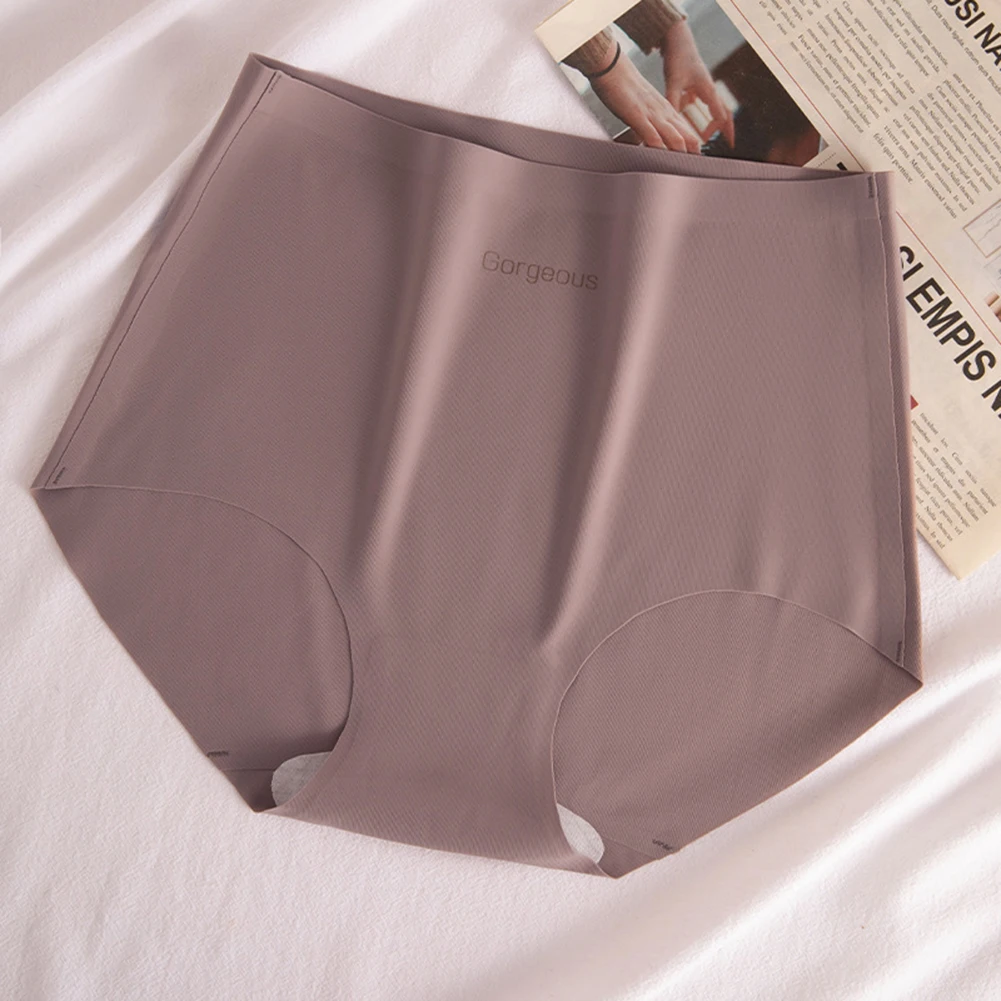 กางเกงในโยคะเอวสูงผ้าไหมน้ำแข็งสีพื้น ไร้รอยต่อ ทรงสามเหลี่ยม สำหรับผู้หญิง สวมใส่สบาย ระบายอากาศได้ดี