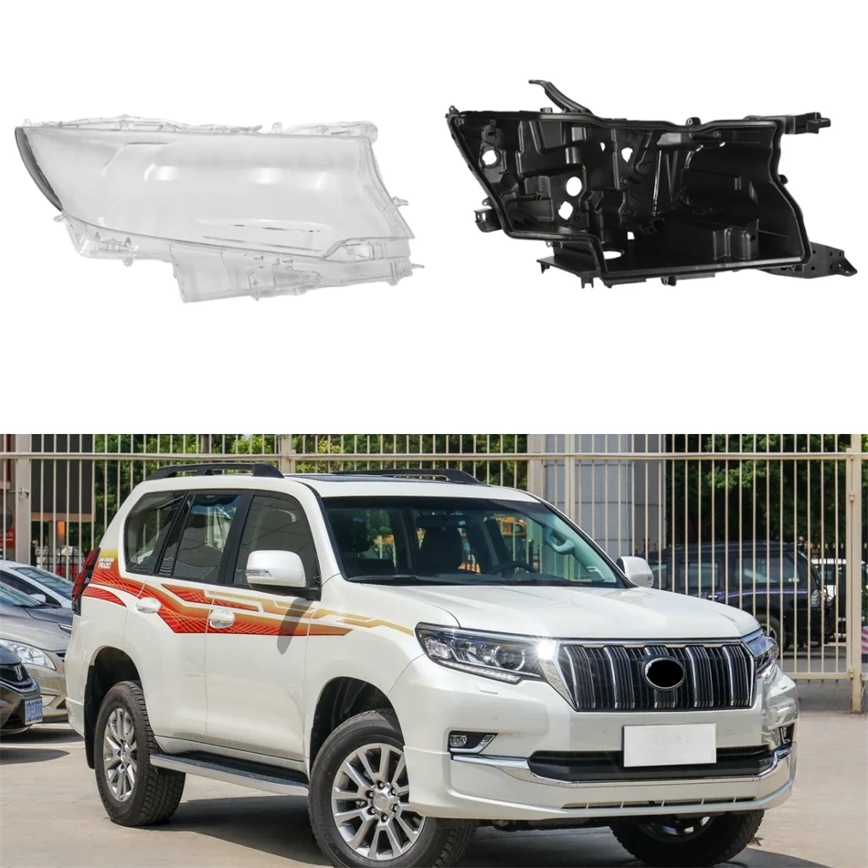 

For Toyota Prado 2017 2018 2019 Car Accessory Products Front Lamp Glass Headlights Black House