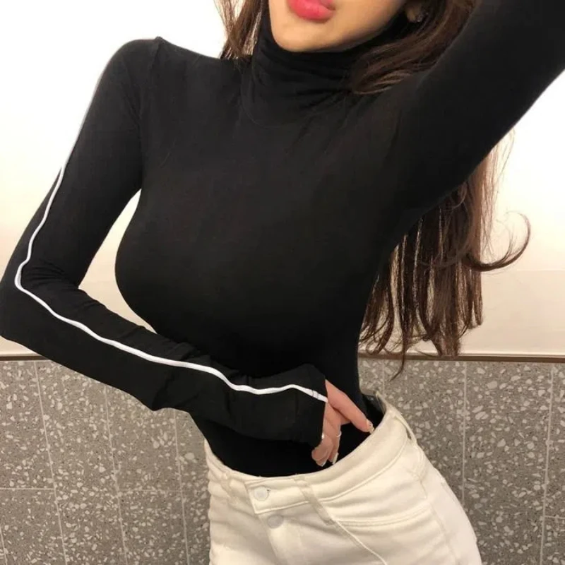 Sexy Slim All-match Bottoming Shirt Spring Autumn New Long Sleeve Solid Color Simplicity Tops Tees Fashion Casual Women Clothing