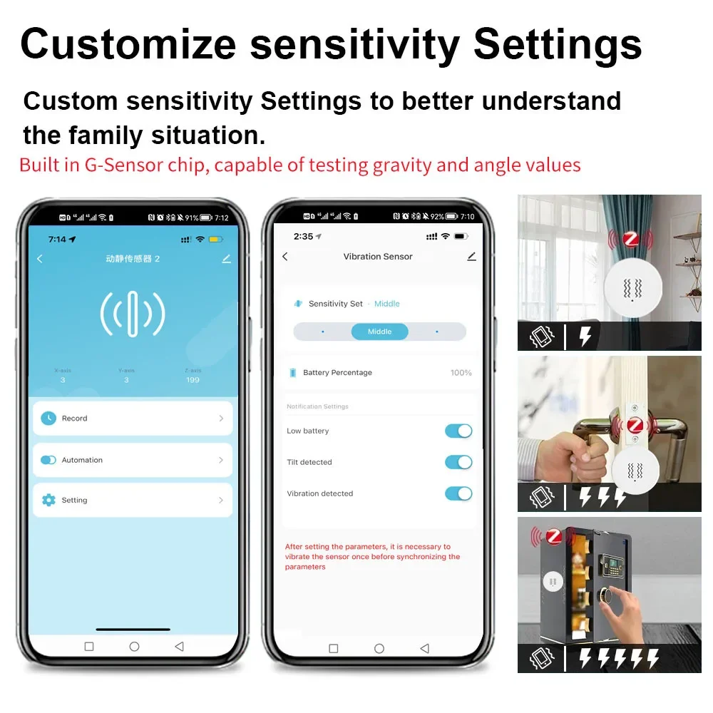 Imagem -05 - Tuya Zigbee Inteligente Vibração Tilt Sensor Detector Home Security Protection Smartlife App Monitor em Tempo Real Notificação de Alarme