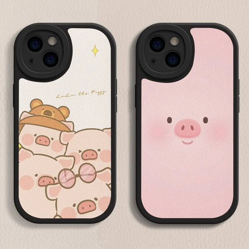 귀여운 돼지 만화 캐릭터 루루 폰 케이스 하드 가죽 아이폰 16 15 14 13 12 미니 11 14 프로 맥스 Xs X Xr 7 8 플러스 케이스