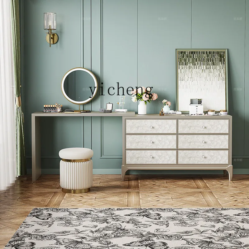 

ZYA dresser storage cabinet integrated bedroom dresser end solid wood retractable corner makeup table