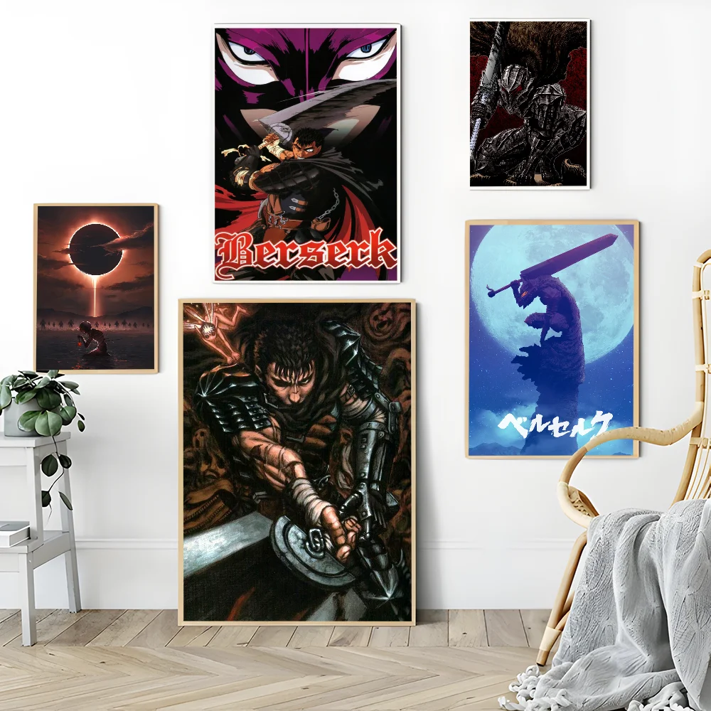 BERSERK Anime Posters Sticky Whitepaper Sticker DIY Room Bar Cafe Kawaii Room Decor