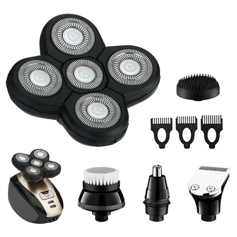 Electric Shaver Head Nose Trimmer Sideburns Knife Facial Cleansing Sponge Brush Cutter Floating Head Set