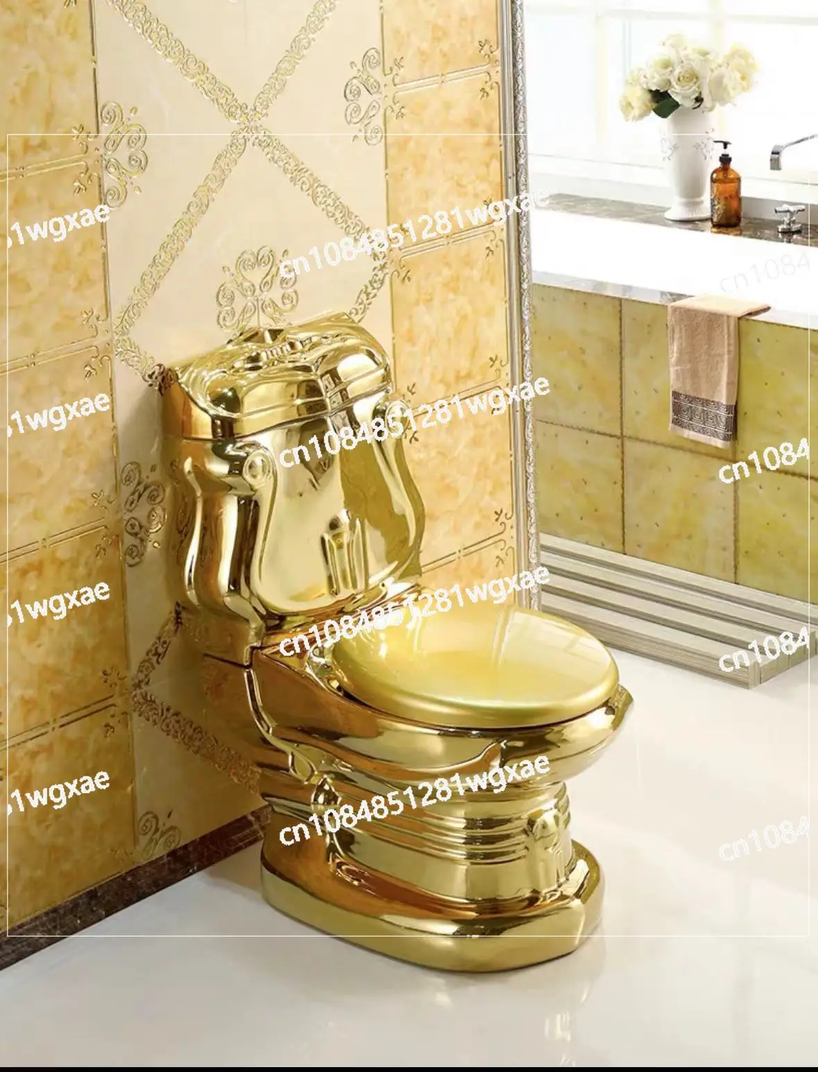 

Golden Toilet Retro Hotel Colorful Toilet Relief Split Seat Colorful Creativity