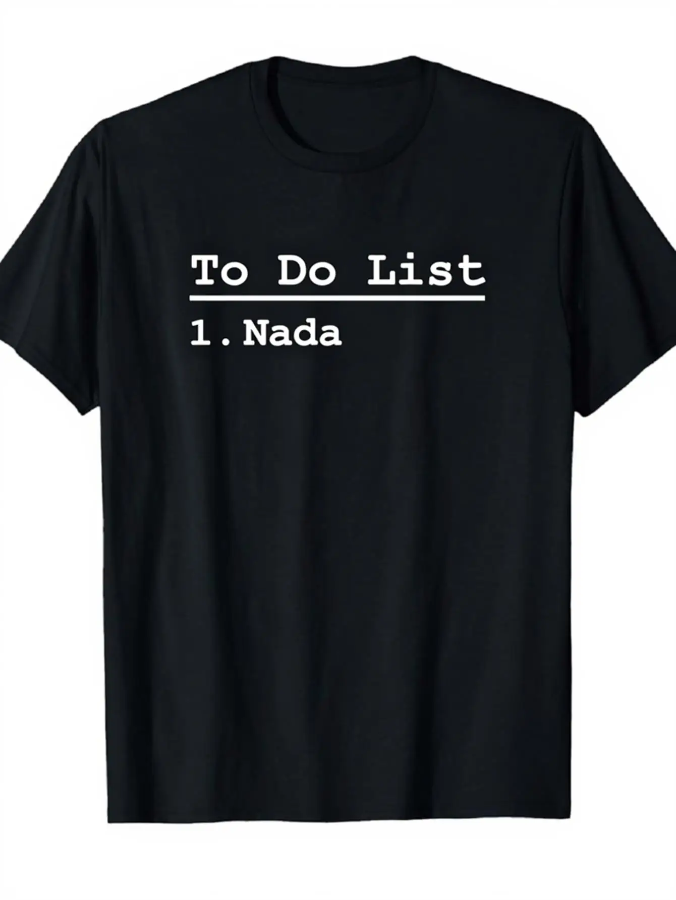 Funny Men's Black Graphic T-Shirt to Do List 1 Nada Bold Letter Print Humorous Minimalist Typography 100% Cotton Heavyweight Short Sleeve Casual Streetwear Tee