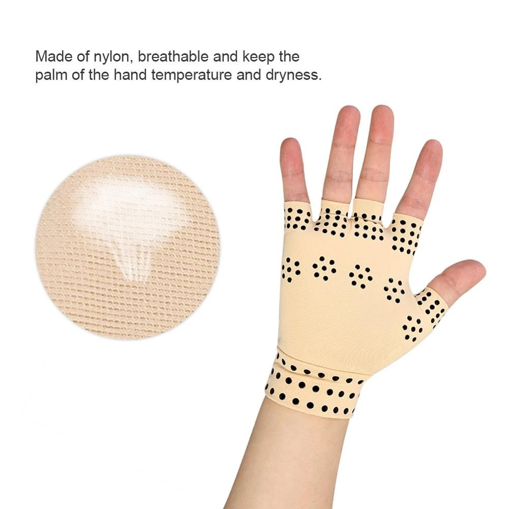 Guantes de compresión para artritis, guantes magnéticos antiartritis sin dedos para terapia de salud, guantes para artritis, soporte deportivo para