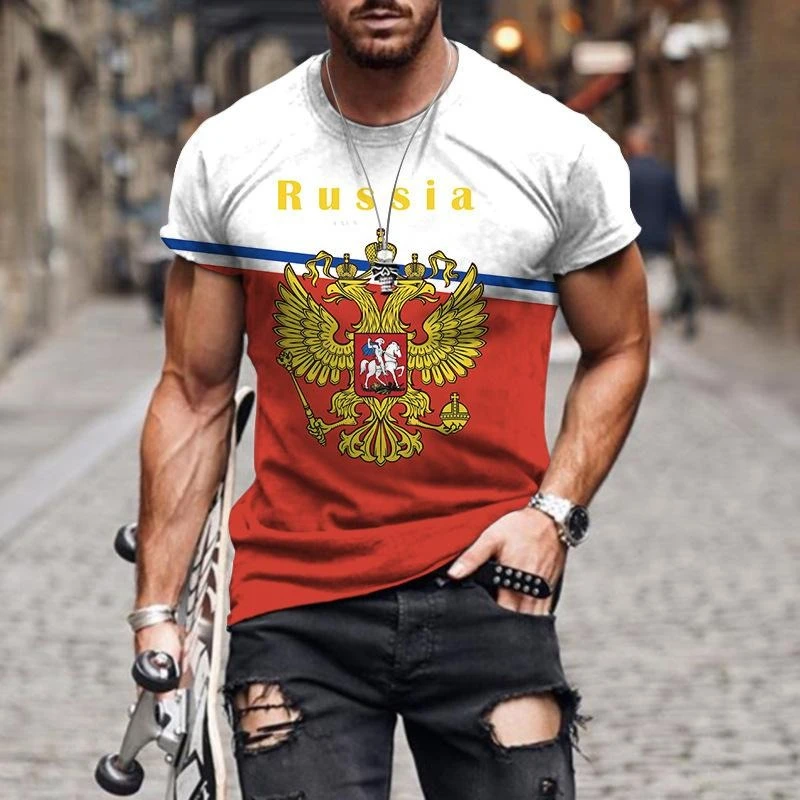 Russia Coat Of Arms T-shirt Men's Clothing Retro 3D Print Streetwear T Shirts National Flag And Emblem Harajuku Fashion Tee Top image 2