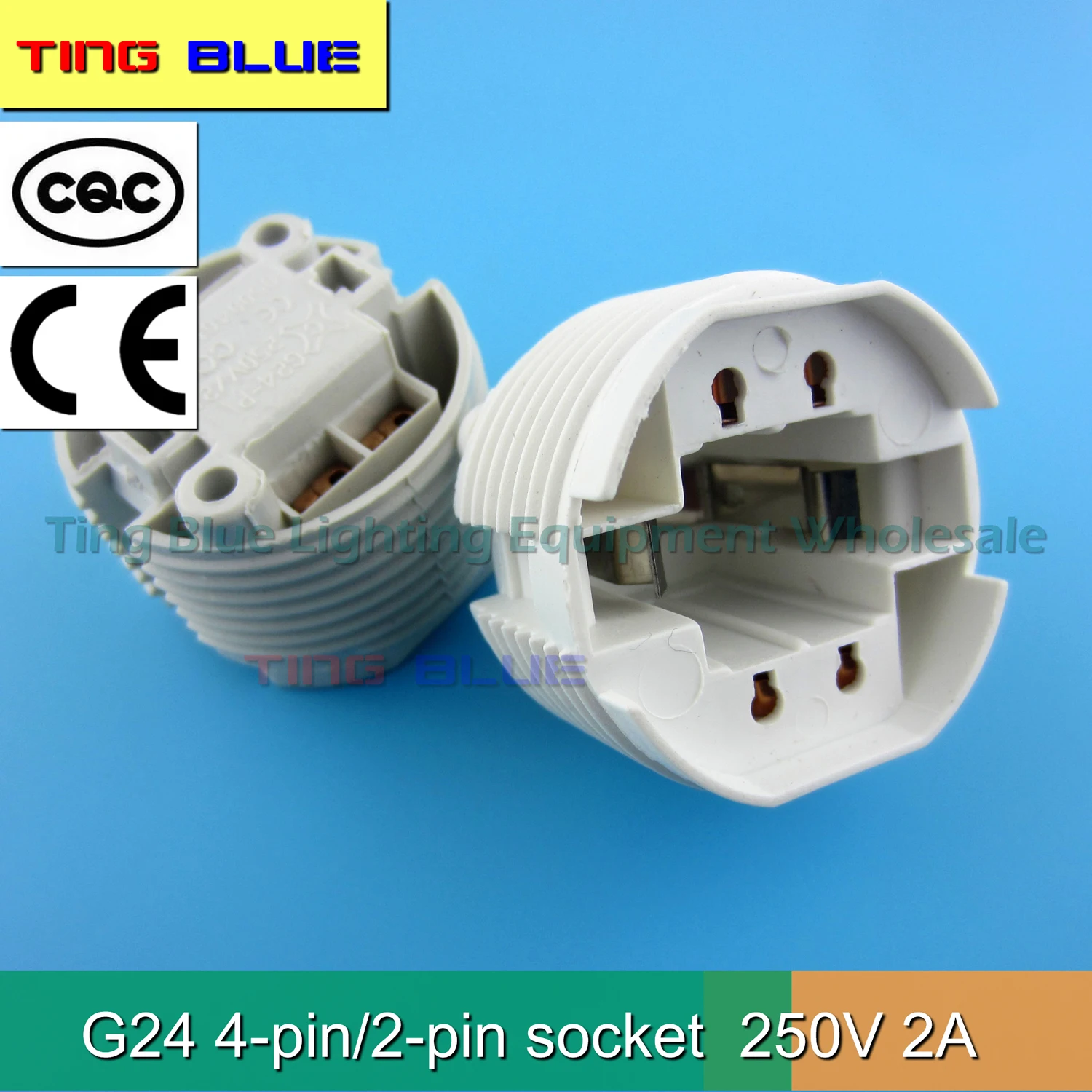 【6pcs】G24 lampholder, 2-pin/4-pin lamp socket, PLC socket, copper sheet insert, 33004P, 12-250V 2A