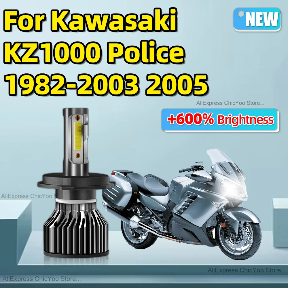 For Kawasaki KZ1000 Police 1982 1983 1984-2003, 2005 15000LM H4 LED Bulbs Canbus No Error Low Beam Motorcycle Headlight COB CHIP