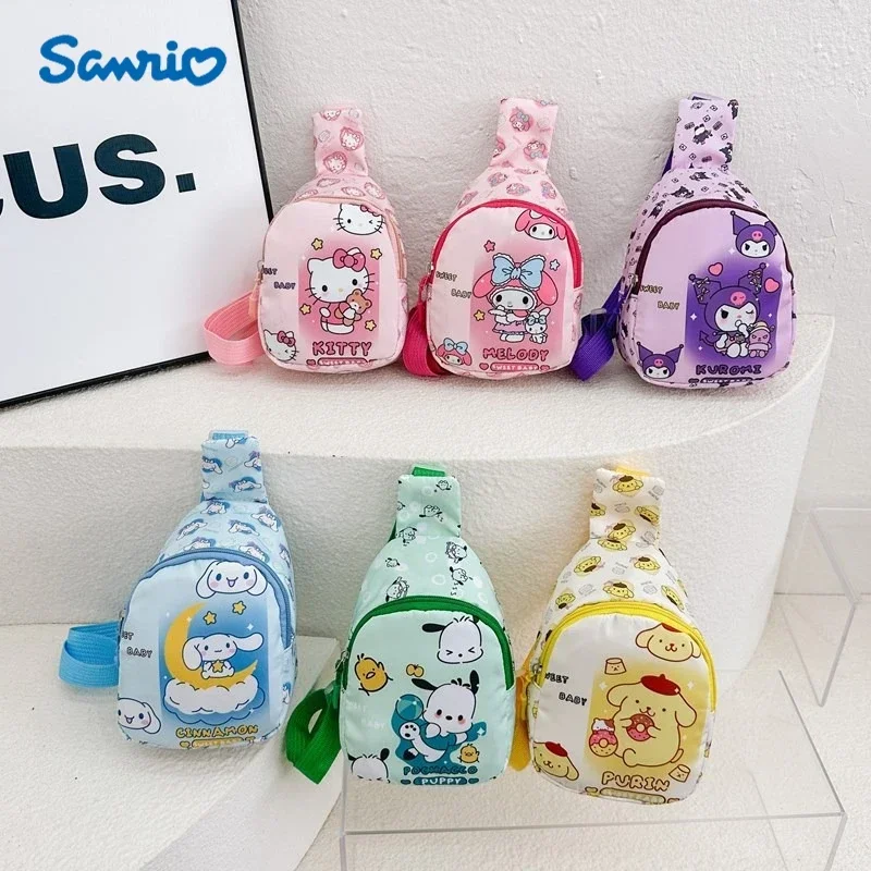 Sanrio cinnamoroll cute chest bag elementary school students Hello Kitty shoulder bag Kawaii girls cross-body backpack Gift